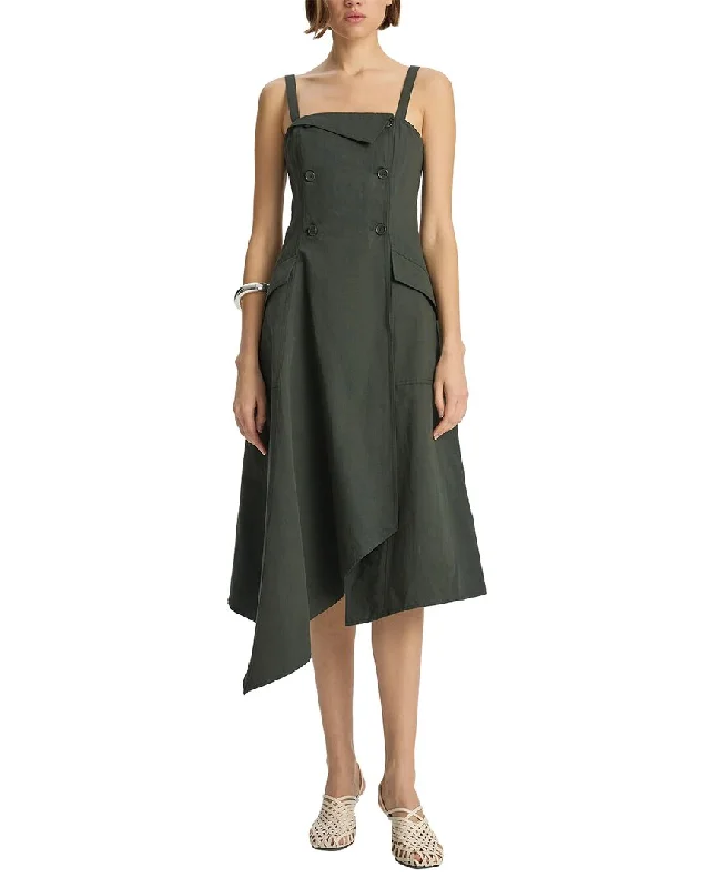 A.L.C. Scarlett Linen-Blend Midi Dress Trendy Bodycon Midi Dress
