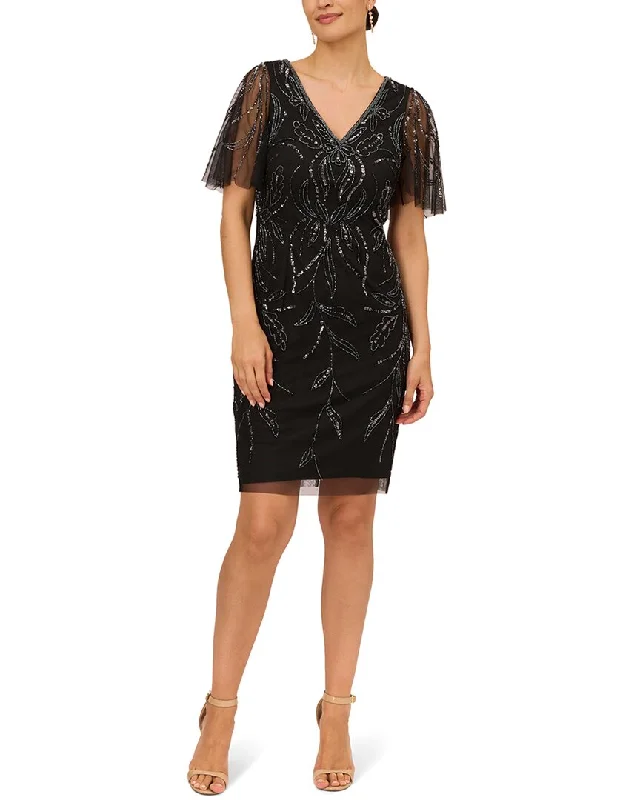 Adrianna Papell Sheath Lace Midi Dress Stylish Wraparound Midi Dress