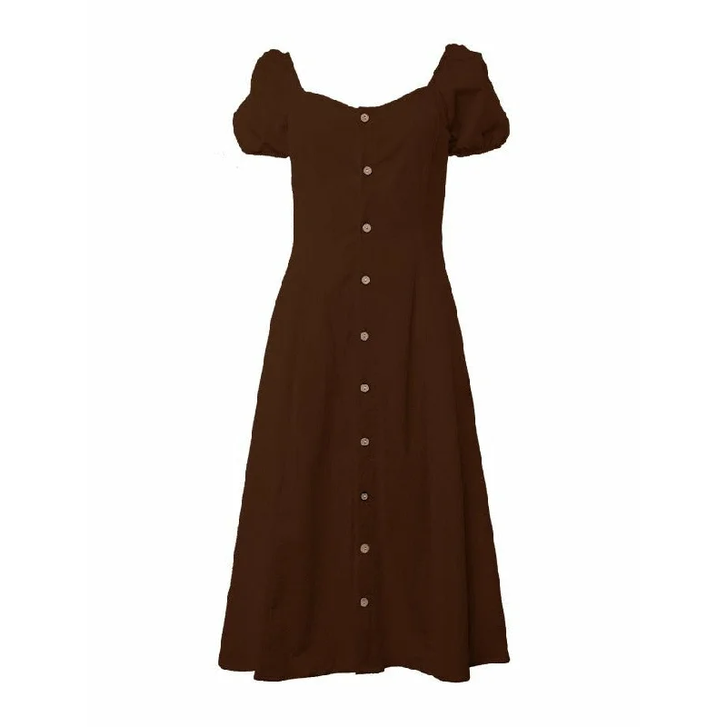 ALL ABOUT EVE BELLA MIDI DRESS BROWN Elegant Pleated Detail Midi Dress