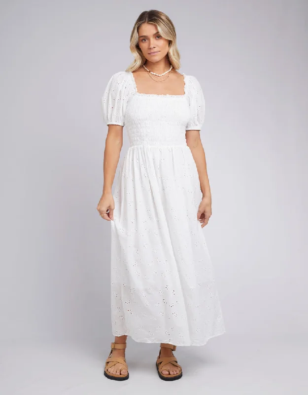 ALL ABOUT EVE OLIVIA MIDI DRESS WHITE Trendy Midi Dress with Belt