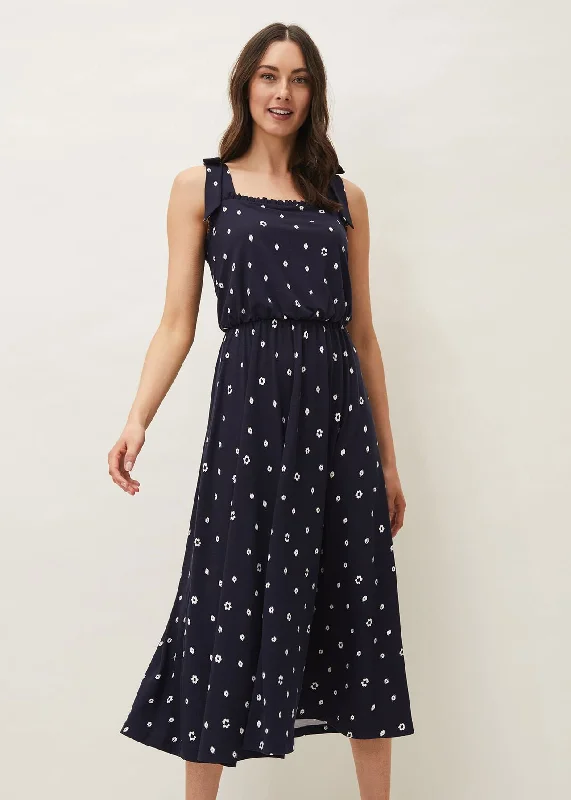 Allanna Floral Midi Dress Comfortable Empire Waist Midi Dress