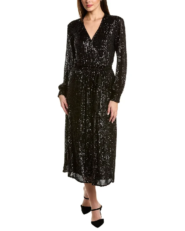 Anne Klein Surplice Midi Dress Trendy Off-Shoulder Button Midi Dress