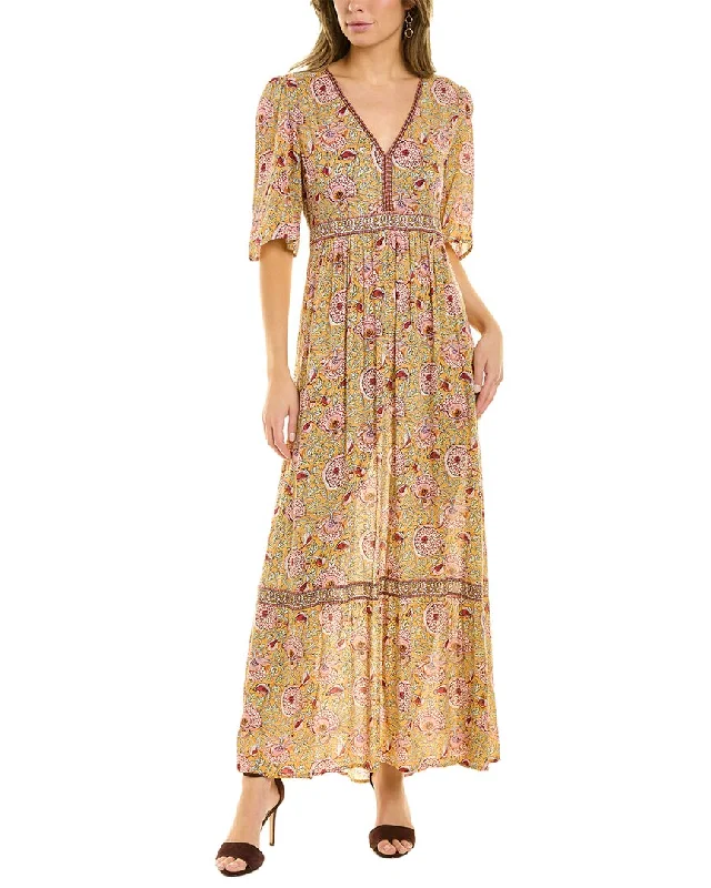 ba&sh Vale Midi Dress Elegant Puff Sleeve Midi Dress