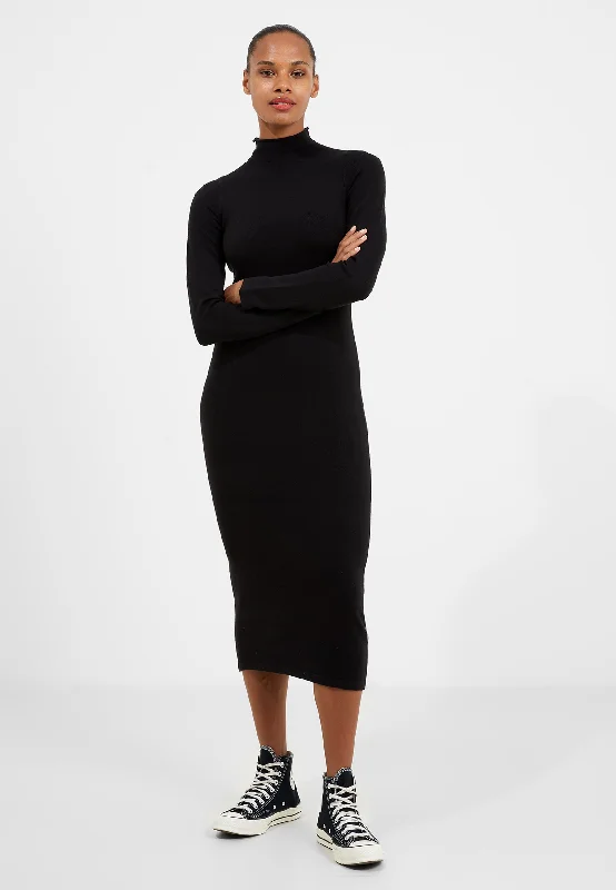 Babysoft Roll Neck Midi Dress Trendy Ruffle Hem Midi Dress