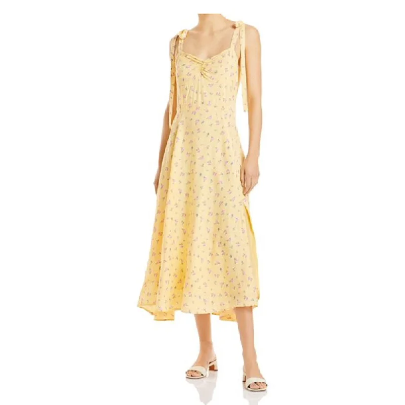 Bardot Women's Tie Shoulder Calf MIDI Dress, Yellow, S Stylish Button-Down Midi Dress Bardot Women's Tie Shoulder Calf MIDI Dress, Yellow, S Stylish Button-Down Midi Dress