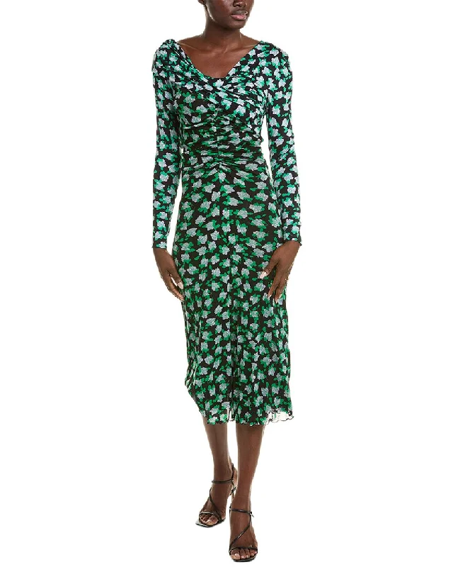 Diane von Furstenberg Leia Midi Dress Comfortable Floral Print Midi Dress