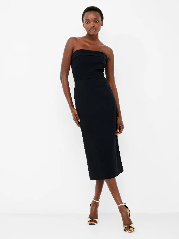 Echo Crepe Strapless Midi Dress Cozy Ribbed Knit Midi Dress