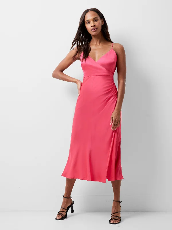 Ennis Eco Satin Slip Midi Dress Elegant Satin Midi Dress