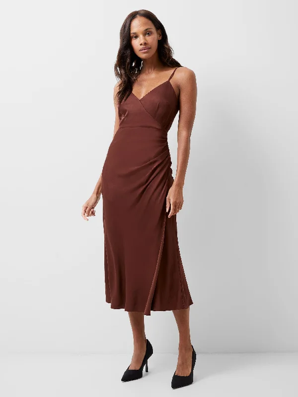 Ennis Eco Satin Slip Midi Dress Fashionable Chiffon Midi Dress