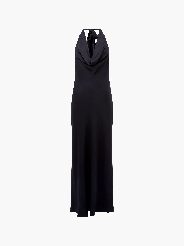 Ennis Eco Satin Halterneck Midi Dress Comfortable Casual Midi Dress