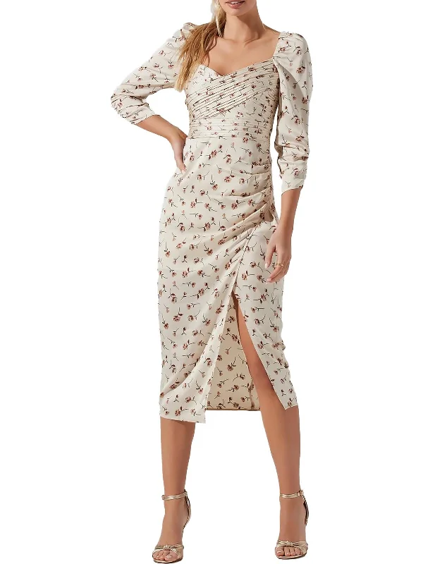 Evana Womens Floral Calf Midi Dress Cozy Tie-Dye Midi Dress