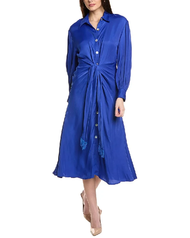 FARM Rio Knotted Midi Dress Trendy Long Sleeve Midi Dress