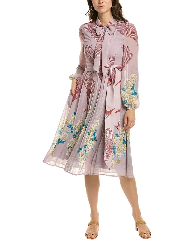 Gracia Bow Neck Midi Dress Trendy Floral Wrap Midi Dress