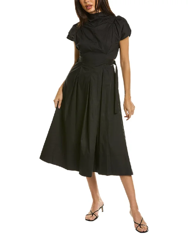 Gracia Side Buckle Midi Dress Stylish High-Waisted Midi Dress