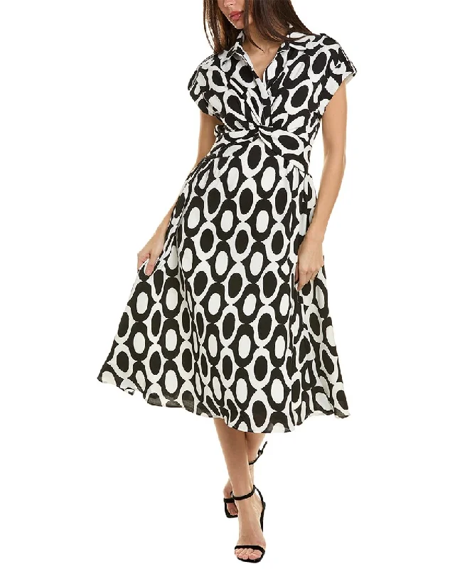 Gracia Twisted Front Midi Dress Trendy Fit-and-Flare Midi Dress