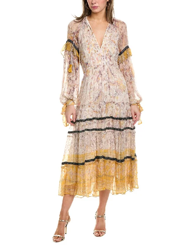 Hemant & Nandita Long Midi Dress Cozy Midi Dress with Pockets