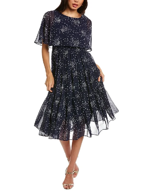 Julian Taylor Printed Chiffon Midi Dress Stylish Button-Up Midi Dress