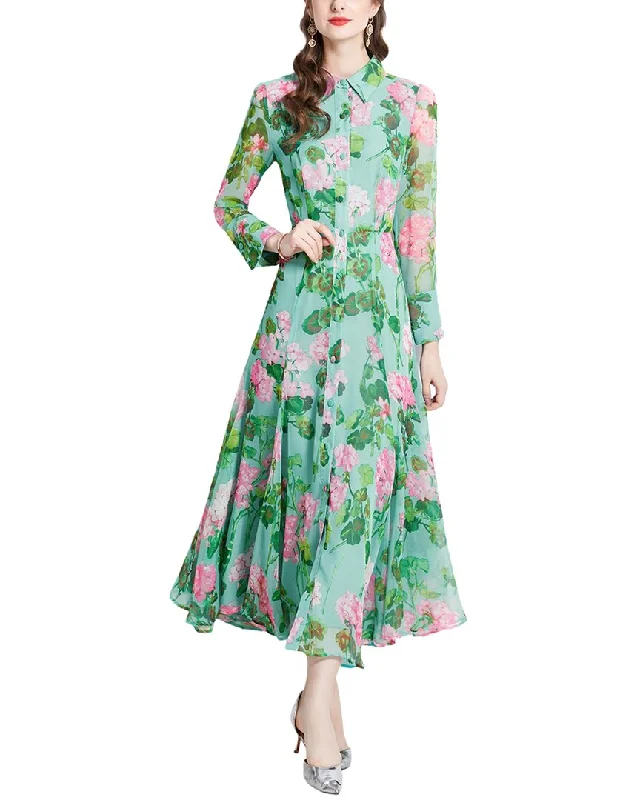 KAIMILAN Midi Dress Trendy Ruffled Sleeve Midi Dress