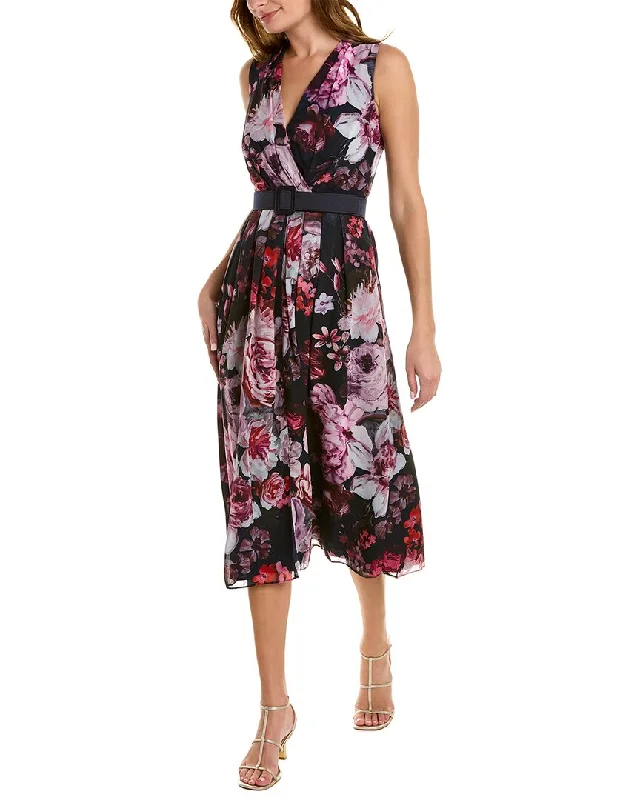 Kay Unger Julia Midi Dress Elegant Floral Skirt Midi Dress