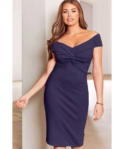 Knot Midi Dress Navy Fashionable Wide Leg Midi Dress