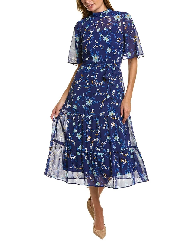 Maggy London Belted Midi Dress Comfortable Ribbed Midi Dress