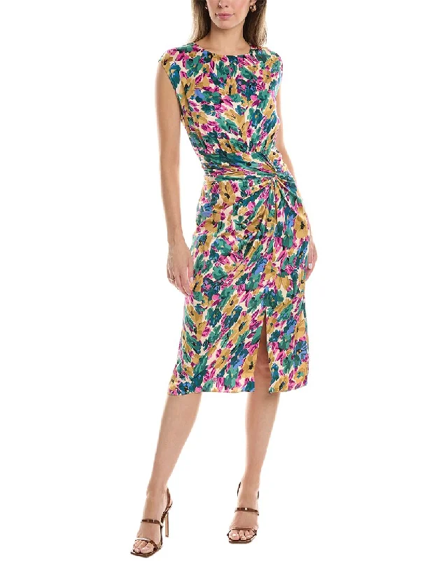 Maggy London Draped Midi Dress Stylish Striped Midi Dress