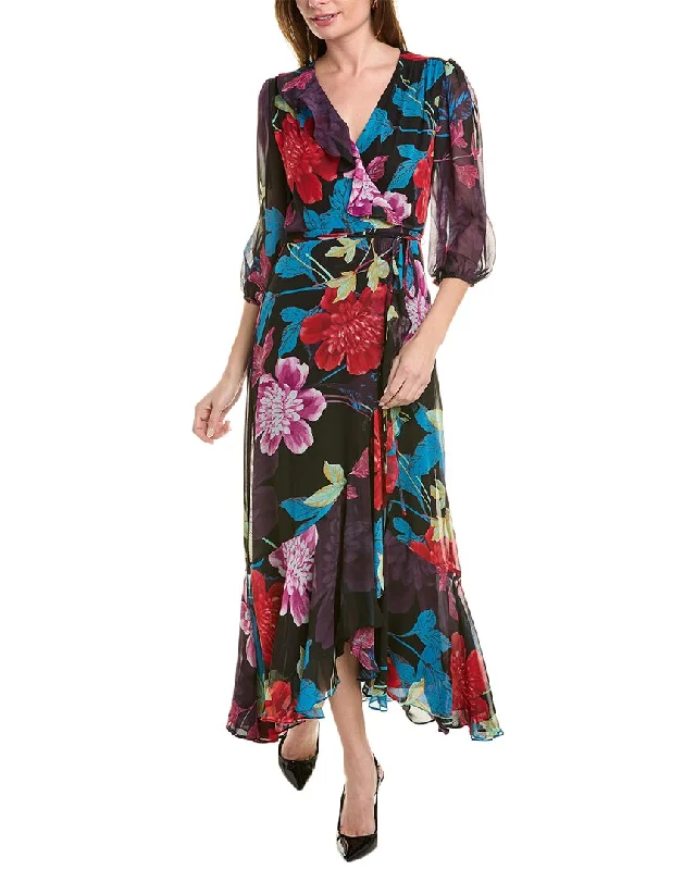 Maison Tara Chiffon Midi Dress Trendy Mock Neck Midi Dress