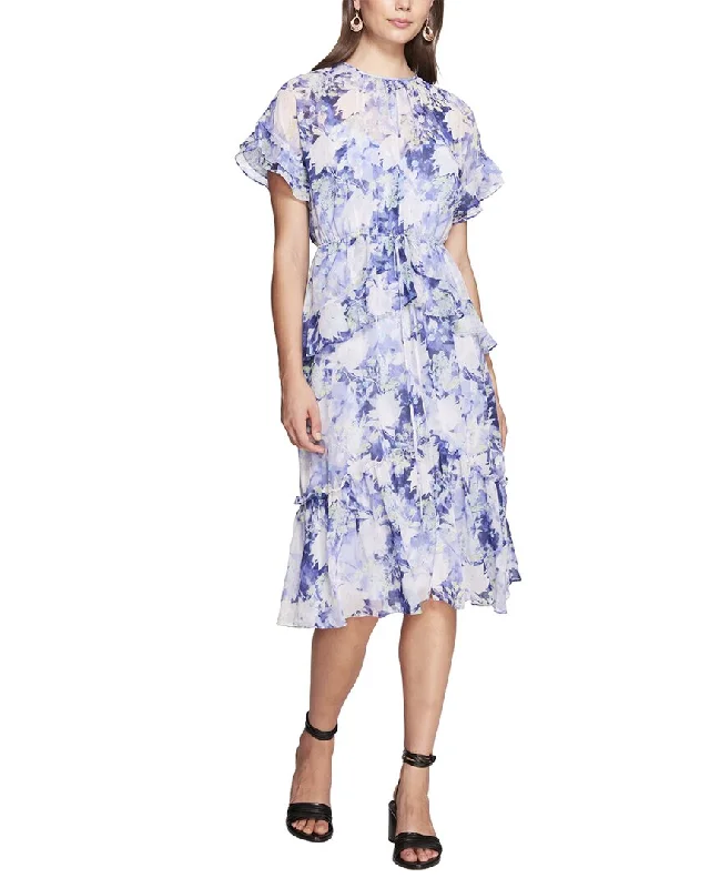 Marchesa Notte Lita Printed Midi Dress Fashionable Skater Midi Dress