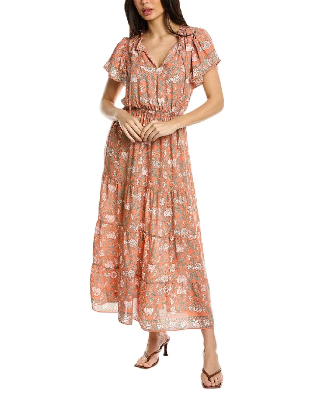 Max Studio Flutter Sleeve Midi Dress Fashionable Sheer Sleeve Midi Dress