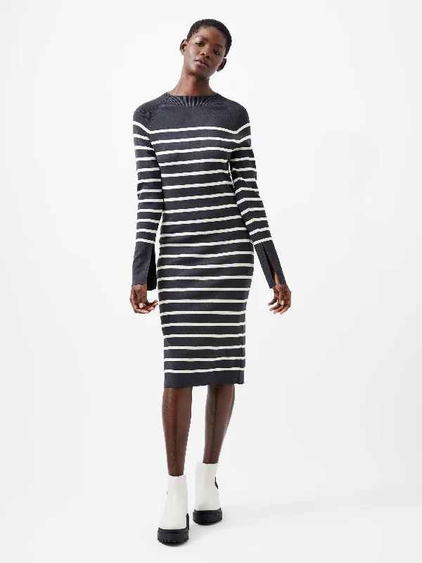 Milena Striped Knit Midi Dress Comfortable Adjustable Strap Midi Dress