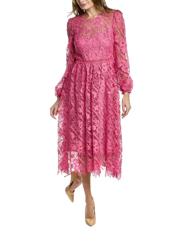 ML Monique Lhuillier Lace Midi Dress Stylish Vintage Midi Dress