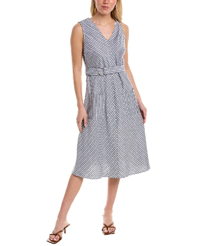 Nanette Nanette Lepore Nina Linen-Blend Midi Dress Comfortable Adjustable Strap Midi Dress