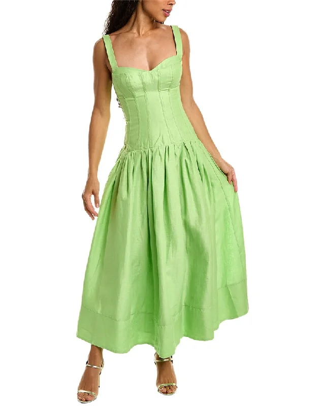 Nicholas Makenna Linen Midi Dress Cozy A-Line Midi Dress