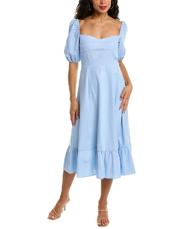 O.P.T. Violetta Midi Dress Trendy Off-Shoulder Button Midi Dress