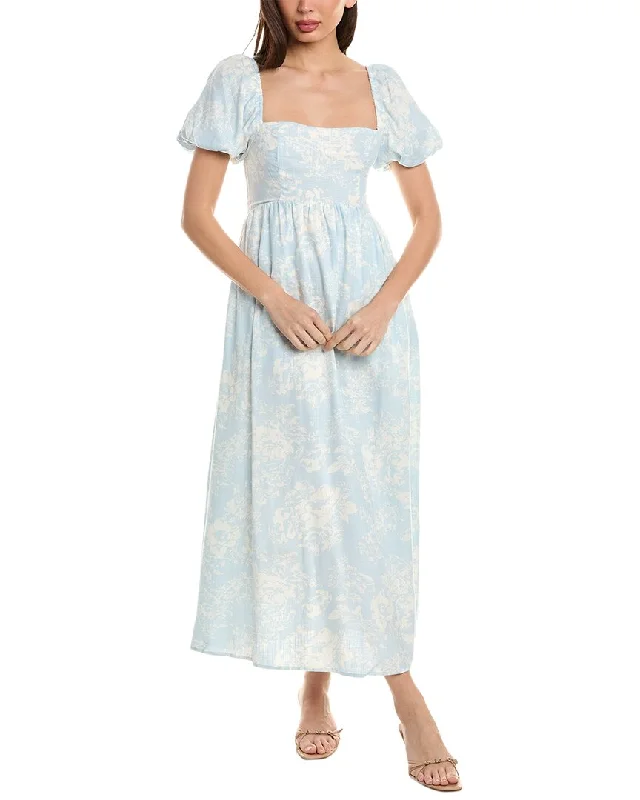 o.p.t. Zeoli Linen-Blend Midi Dress Trendy Ruched Side Midi Dress