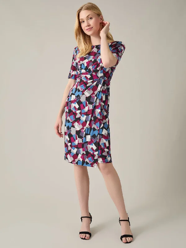 Plus Twist Waist Midi Dress, Everyday Knit Trendy Floral Wrap Midi Dress