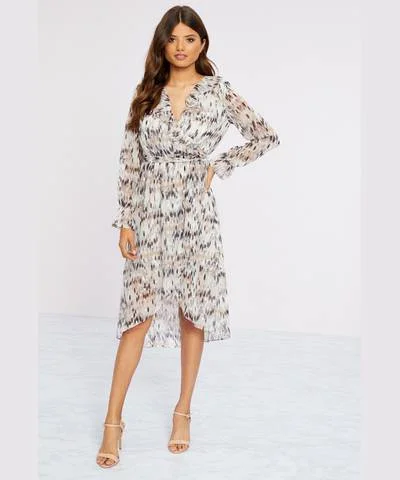 Foil Printed Midi Dress Cozy Knit Midi Dress