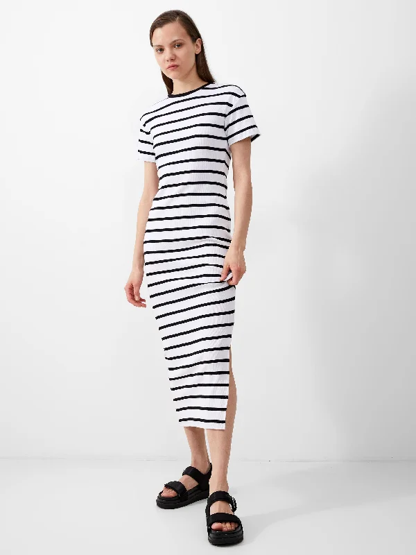 Rassia Stripe Midi Dress Classic Black Midi Dress