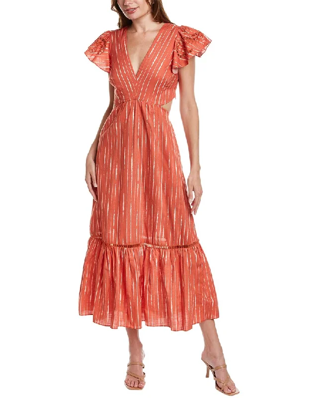 Sachin & Babi Georgia Midi Dress Trendy Off-Shoulder Button Midi Dress