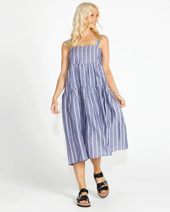 SASS LYDIA SHIRRED BACK MIDI DRESS Trendy Smocked Detail Midi Dress