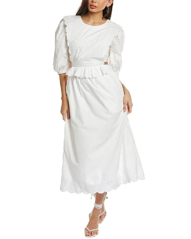SEA NY Heidi Heart Quilt Apron Midi Dress Fashionable High-Low Midi Dress