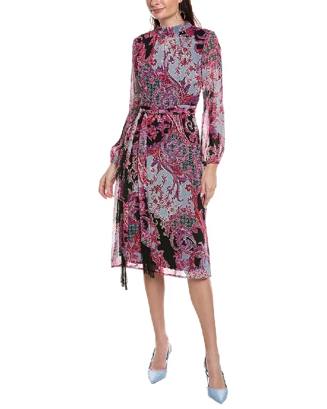 Tahari ASL Midi Dress Stylish Long Sleeve Floral Midi Dress