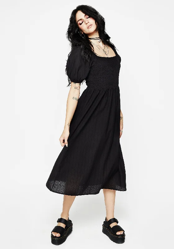 Tamsin Smock Midi Dress Fashionable Sheer Sleeve Midi Dress