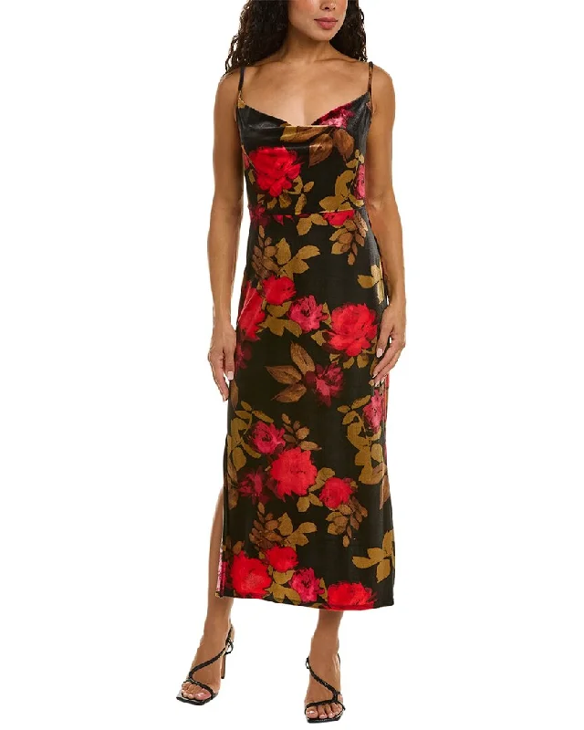Taylor Printed Stretch Velvet Midi Dress Stylish Tiered Midi Dress