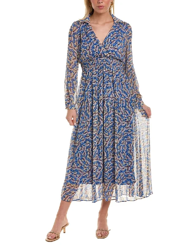 Taylor Surplice Midi Dress Trendy Tiered Hem Midi Dress
