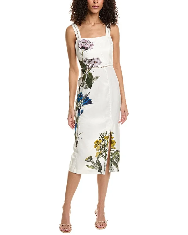 Ted Baker Square Neck Midi Dress Stylish Midi Dress with Cuffs