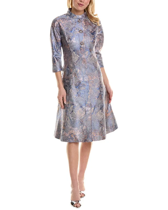 Teri Jon by Rickie Freeman Metallic Jacquard Midi Dress Fashionable Casual Midi Dress