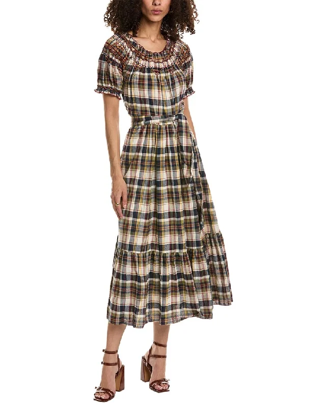 THE GREAT The Sea Glass Midi Dress Fashionable Polka Dot Midi Dress