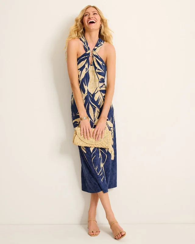 TOMMY BAHAMA REGAL FRONDS MIDI DRESS Fashionable One-Shoulder Midi Dress