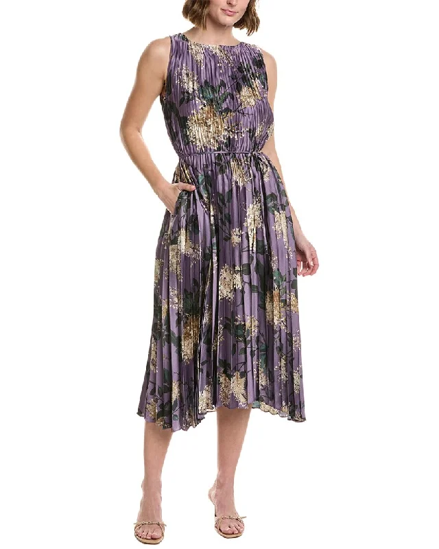 Vince Lilac Pleated Midi Dress Stylish Wraparound Midi Dress